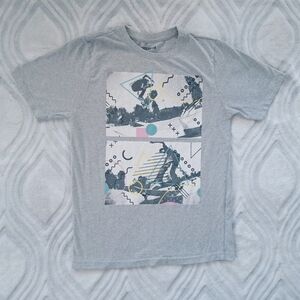 Men's Light Gray Graphic Crew Neck T-Shirt